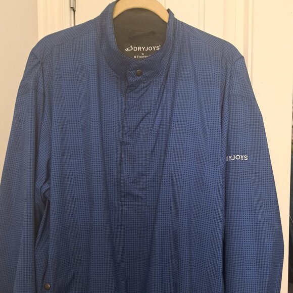 DRYJOYS by FootJoy Golf Windbreaker Jacket Blue Houndstooth pullover 1/4 zip Med - Picture 3 of 10